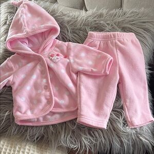 Pink Polka Dot Kids 2 piece fleece set